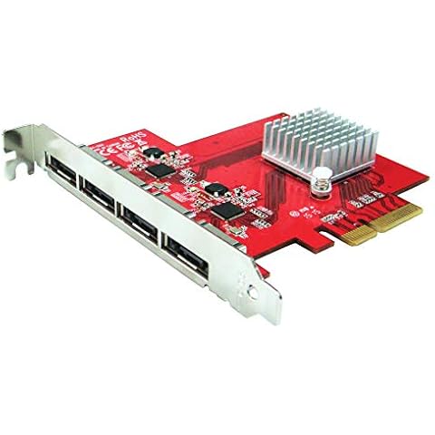 Ableconn PEX-SA134 4-Port eSATA III 6Gbps PCI Express Four Lanes Host Adapter Card - AHCI Port-Multiplier PCIe 2.0 x4 Controller Card Cover