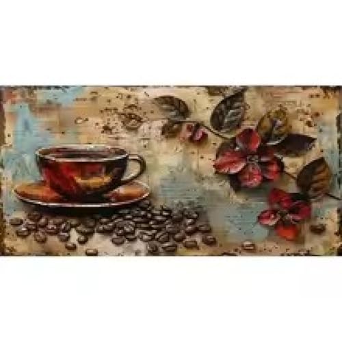 Toile vintage de café pour cuisine Déco murale abstraite grain de café - 2