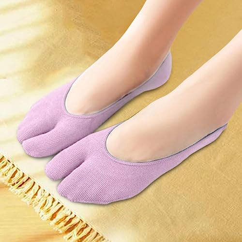 No Show Toe Socks Women 2 Toe Flip Flop Socks Girl Summer Split Toe Socks Home Women Low Cut Socks Two Finger Socks for Sneaker Loafer Shoes, Light Purple4
