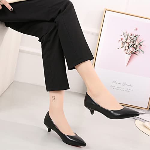 Womens Low Kitten Heel Pumps Pointed Toe Dress Pumps Slip On Office Low Heel Pumps3