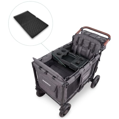 Image of Wonderfold W4 Luxe Pro Bundle - 4-Seater Stroller Wagon with All-Weather Mat, Flex Snack Tray, and Parent Console, Safety-Certified with 5-Point Harnesses - Gray