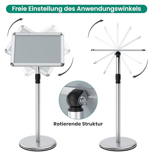 ThrivingTree Infoständer DIN A3 420x297mm Informationsständer Höhenverstellbar Edelstahl Kundenstopper Aufsteller Plakatständer Präsentationsständer Werbeständer (Silber, A3)