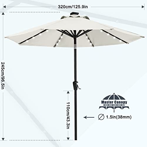 Image of MASTERCANOPY 11ft Patio Umbrella with Solar Lights, Light Beige