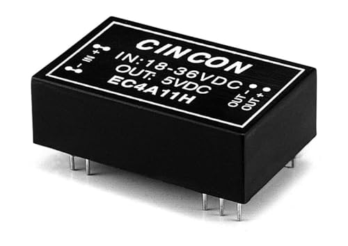 EC4A04H,Isolated DC/DC Converters - Through Hole DC-DC Converter, 5 to 6 Watt, 2:1 Input Range, 9-18VDC Input, +/-12VDC Output, 3KVDC min. Isolation, Non-Conductive Black Plastic,