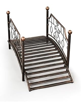 Outvita 3.3FT Bronze Metal Garden Bridge for Outdoor, Elegant Decorative Bridge with Powder-Coated Finish and Security Guardrail for Patio Pond Backyard Landscaping