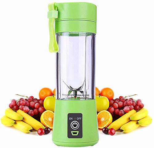 Mixer 380ML Tragbar Entsafter Mini Standmixer Blender Klein Smoothie Maker, Edelstahl +Borosilikat Glas, USB Wiederaufladbar, Ideal für Smoothie,