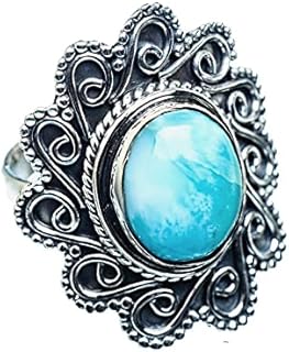 Larimar Ring, Larimar Silver Ring, March Birthstone Ring, Larimar Jewelry, Vintage Ring, Designer Ring, Oval Larimar Ring, Birthday Gift