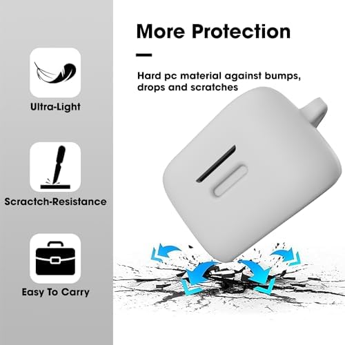 Image of Sounce Earphone Case Cover Compatible for Boat Airdopes Fuel, Soft Silicone Skin Case Cover Shock-Absorbing Protective Case with Keychain [Front LED Visible](Grey)