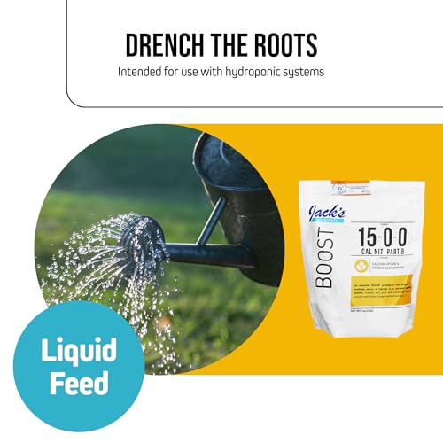 Jack's Classic Nutrients 15-0-0 Part B Calcium Nitrate Water-Soluble Fertilizer for Calcium Uptake and Strong Leaf Growth in Continuous Liquid Feed Programs, 25lbs