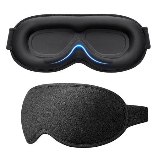 Máscara de Dormir 3D Blackout Confortável Sem Pressão nos Olhos – Espuma de Memória Macia, Bloqueio de Luz Total, Ajustável para Sono Profundo, Viagem, Descanso e Relaxamento