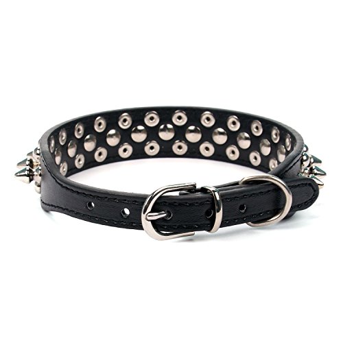 Aolove Mushrooms Spiked Rivet Studded Adjustable Pu Leather Pet Collars For Cats Puppy Dogs (Medium, Black) #TOP2