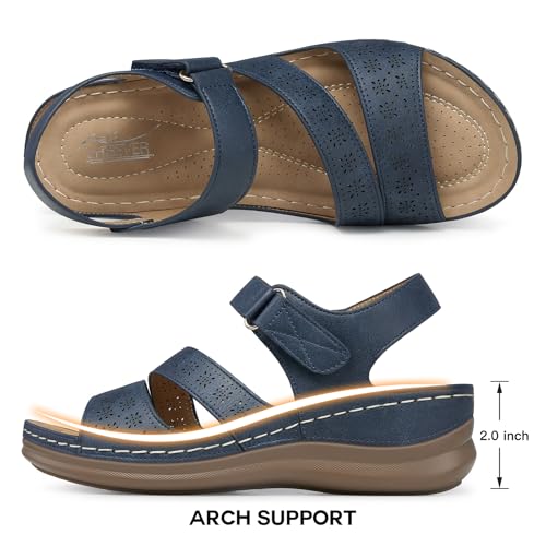 Image of SHIBEVER Women's Wedge Sandals Comfortable: Summer Dressy Walking Platform