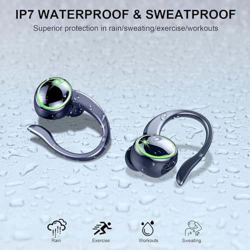 Wireless Earbuds Sports, Bluetooth 5.3 Headphones, 50H Playback Over-Ear buds with ENC Noise Cancelling Mic, HiFi Stereo Earphones with Earhooks, IP7 Waterproof Earphones Fitness Headset for Running by Matast - Image 5