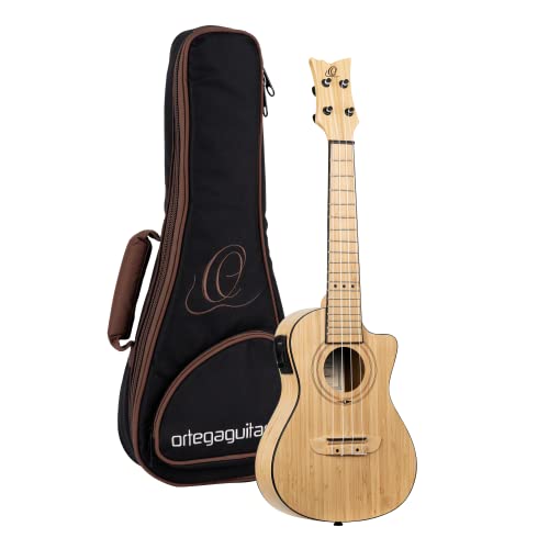 Ortega Guitars Ukulélé Concert Électro-Acoustique – Série Bamboo – Housse Incluse –...