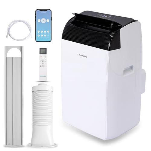 SereneLife Mobile Klimaanlage 16000 BTU (ASHRAE) / 14500 BTU (DOE) 4 7 kW Klimagerät mit WLAN Entfeuchter & Lüfter für Räume bis 30 m leise 4248 dB