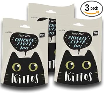 Kittos | Cat Treats | chicken Liver Bites | Rich Protein Low Fat | Reward & Training Treat | Premium Training Rewards | Highly Digestible Healthy Cat Treat | 75% Chicken | Healthy Cat Snacks - Pack of 3