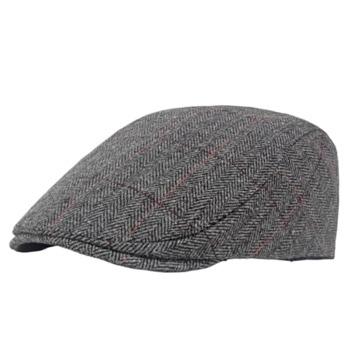 Tweed Beret Men's Warm Duck Tongue Cap Colour Check Newsboy Cap