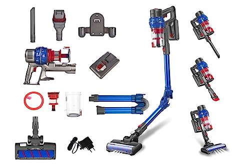 Swiss Pro+ Staubsauger Akku - kabellos Akkustaubsauger - Auch als Handstaubsauger Akku - Vakuumgrad: 18KPA - 250W Akkusauger kabellos - Kunststoff - Blau - 0,8L – Bild 7