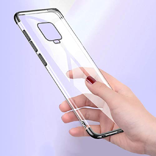 Image of Electroplating Shining Ultra Thin Soft Silicone Transparent TPU Mobile Back Case Cover for Mi Redmi Note 9 Pro /Redmi Note 9 Pro Max /Poco M2 Pro (Black)