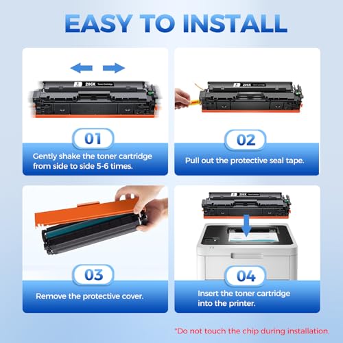 Image of 206X Toner Cartridges 4 Pack High Yield Compatible with HP 206X 206A W2110X W2111X W2112X W2113X Replacement with Laser Jet Color Pro M255dw M255nw, MFP M282nw M283cdw M283fdn M283fdw