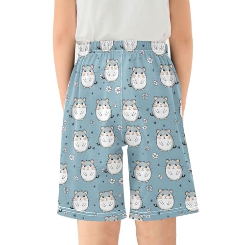 Hamster Pajama Pants Short Sleep Pants Pajama Bottoms Elastic Waist with Pockets 6-14 Years2
