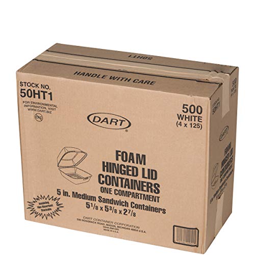 Dart 50Ht1 5 In Med Sandwich Foam Hinged Container (Case Of 500) #TOP5