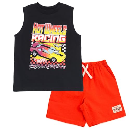 Conjunto Hot Wheels de ropa de verano infantil con pantalones cortos y camiseta de tirantes