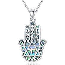 VONALA Hamsa Hand Necklace 925 Sterling Silver Daisy/Evil Eye/Star Of David/Chai Pendant Necklace Good Luck Jewelry Gifts For Women Men