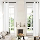KNEOQIT Extra Long Semi Sheer Curtains 216 Inches, Grommet High Ceiling Light Filtering 2 Story Tall Windows Drapes for Living Room 1 Panel 52x216 White