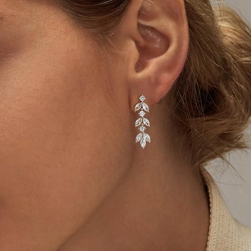 Dainty Dangle Earrings Elegant Marquise Leaf Cubic Zirconia Drop Earrings Wedding Prom Parties Earrings Stylish Jewelry Gift3