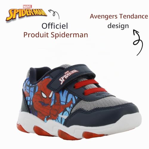 Leomil Spiderman Basket Enfant Garçon Lumineuses 27, Bleu – vue 3