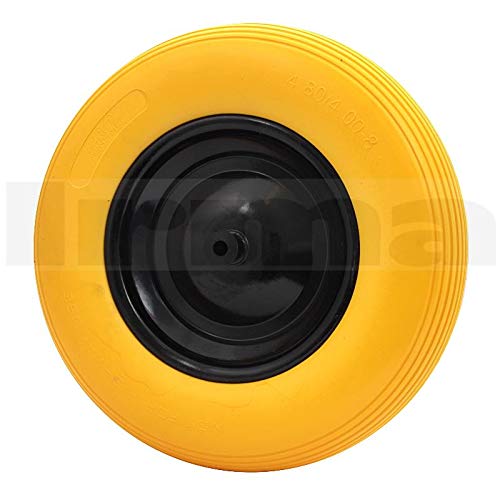 Roue Solide Anti-Crevaison pour Brouette - PU Polyuréthane - 390mm 4.00-8 - 12mm Trou - Roue de Remplacemet pour Brouette, Chariot de Transport, Chariot de Jardin