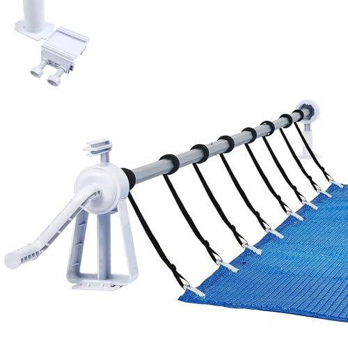 YRHome Enrollador de piscina 1,05-6,15 m, lona solar móvil, sistema de enrollado para cubierta y lona de piscina, resistente a la intemperie, incluye cintas