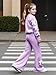 xueteox Girls Long Sleeve Sweatshirt 2 Piece, Bow Graphic Top and Pants Spring Fall Fashion Casual Clothes. (Purple, 12Y)