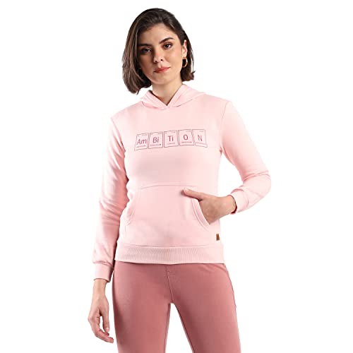 Image of PINACOLADA Women's Cotton Solid Printed Sweatshirt with Hoodie, Regular Fit for Casual Wear Full Sleeve Sweatshirt Crafted with Comfort Fit and High-Performance for Everyday Wear