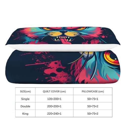 Housse de couette chaton mignon fermeture éclair parure microfibre