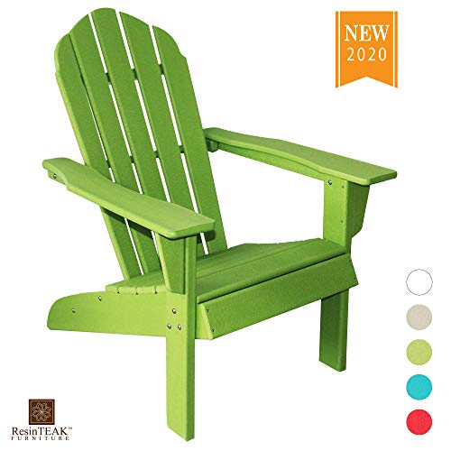 ResinTEAK HDPE Poly Lumber Adirondack Chair, Apple Green | Adult-Size, Weather Resistant