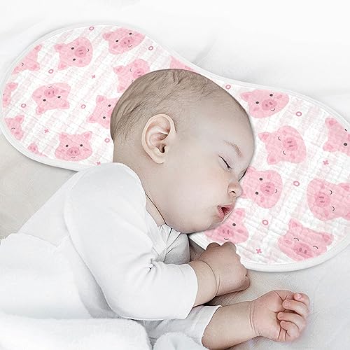 Image of Muslin Baby Burp Cloths, Pink Pigs Stripes Muslin Baby Rags Comfy Soft Absorbent in for Newborn Boys and Girls 2 Piece 22 x 11 Inch