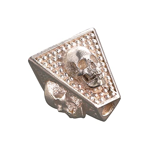 Skull Bead Charm Pendant for Necklace Bracelet 925 Sterling Silver Handcrafted Gothic Rock Punk Diablo Biker Retro Light Silver [Pyramid 60075]