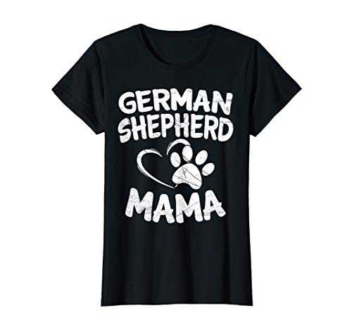 Womens German Shepherd Mama T-Shirt Lover Mom Tee Dog Owner Gifts