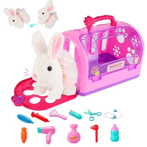 Easter Realistic Bunny Toys - 14-Piece Rabbit Toys with 6