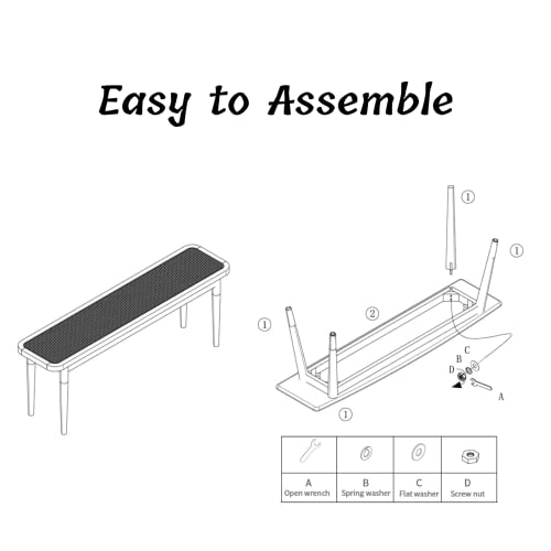 Hymus 39.4" L 100% Fas Oak Solid Wood Entryway Bench, Rattan Bench With Woven Seats, Bedroom Bench For Bedroom, Dining Room, Entryway, Kitchen, Hallway #TOP6