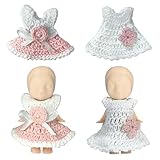 Mini Doll Clothes Skirt Set – 2 Crochet Dresses for 3 Inch Collectible Figures, Pink & White Cotton Outfits | Birthday Gift Set | Cute Clothing Accessories for Mini Dolls