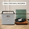 Vinyl Record Storage Box Hold 100+ 12 Albums Stackable LP Storage Bin with Lid Record Holder Protect Albums, CDs, Books, Magzine, Files