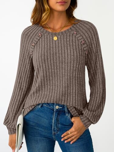 Image of LILLUSORY Womens Tops Long Sleeve Shirts Fall Lightweight Sweaters