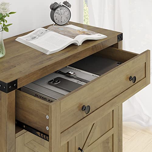 Hostack Coffee Bar Cabinet, Modern Farmhouse Buffet Sideboard With Drawer And Adjustable Shelf, Barn Door Storage Cabinet For Kitchen, Dining Room, Bathroom, Entryway, Rustic Brown #TOP5