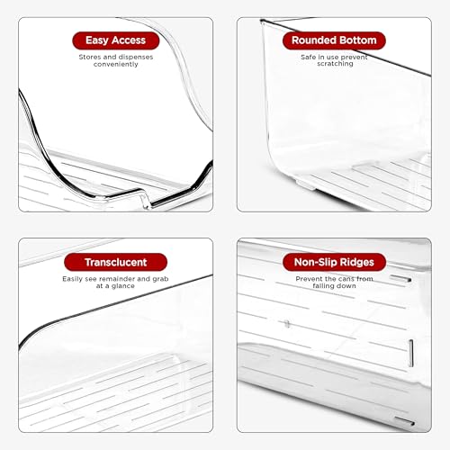 Utopia Kitchen Soda Can Organizer and Dispenser for Refrigerator/Pantry - Durable Can Storage Organizer Fridge & Kitchen Organization - (Clear, Set of 4)