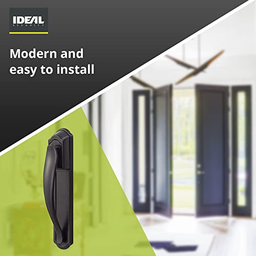 Ideal Security Door Handle with Keyed Deadbolt for Storm and Screen Doors, Black (4-Piece Set)