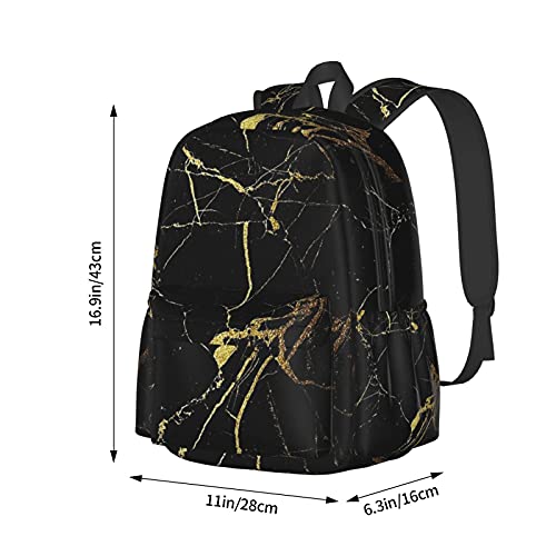 Kiuloam 17 Inch Backpack Gold Black Marble Laptop Backpack Shoulder Bag School Bookbag Casual Daypack #TOP3
