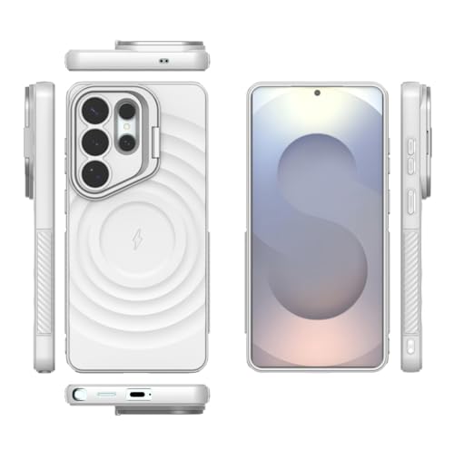 Image of LuxuryKase Shockproof Case for Samsung Galaxy S26 Ultra | Ripple Pattern | Camera Protection | Inner Velvet Fabric Lining | Protective Cover with Enhanced Grip & Wireless Charging Support - White